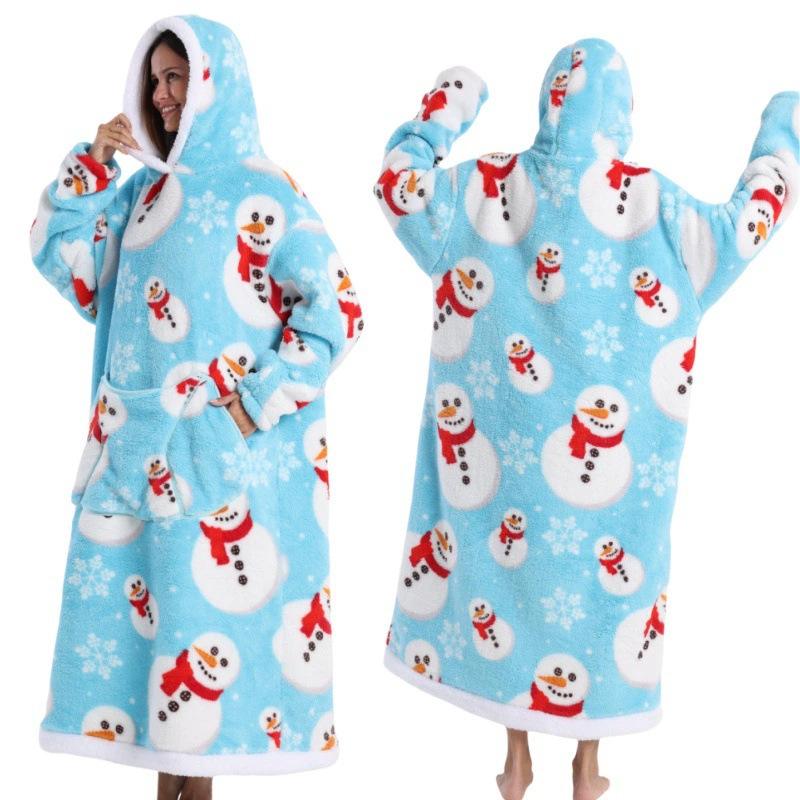 Autumn and Winter Sports and Leisure Warm TV Blanket Senior Women's Plush Comfortable Soft Bathrobe Warm Fluffy Robe