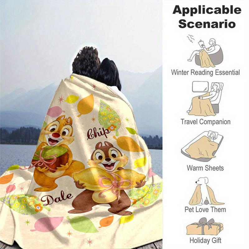 1 шт., Плед Disney Чип и Дейл Мягкий и Уютный Подарок для Друзей Идеально для Кровати, Дивана, Путешествий, Кемпинга, Автомобиля, Пляжа, Офисного Сна Идеально