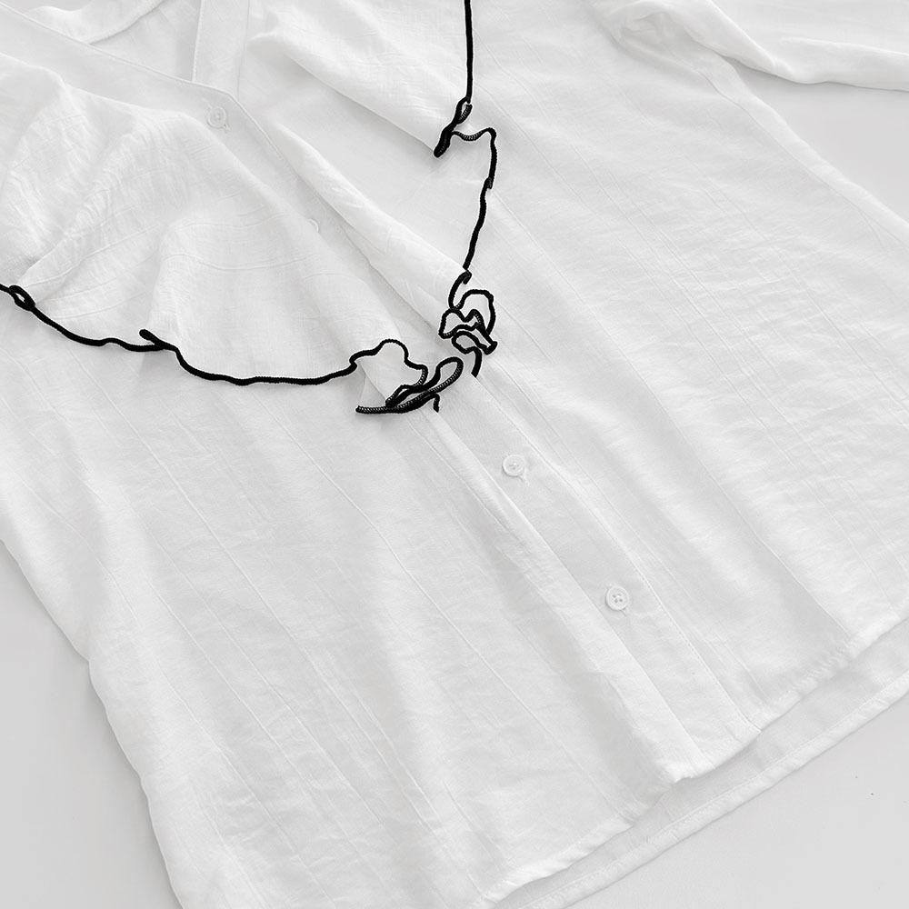 Новый Весенне-Осенний Женский Простой Модный Повседневный Кардиган Топ Цветной Блок Многослойная Рубашка с Рюшами