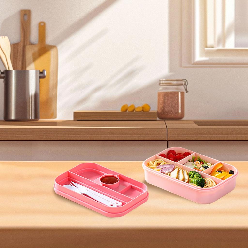 Ланч-бокс бенто для детей, большой бенто-бокс с защитой от протекания, с контейнером для хранения еды и столовыми приборами, для детей, обратно в школу