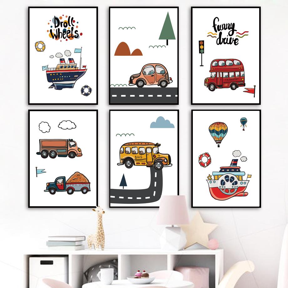 Для автомобилей мультфильм плакаты и принты для гостиной ребенок детская комната украшения смешные принты на холсте вождение для домашнего декора детская комната без рамки