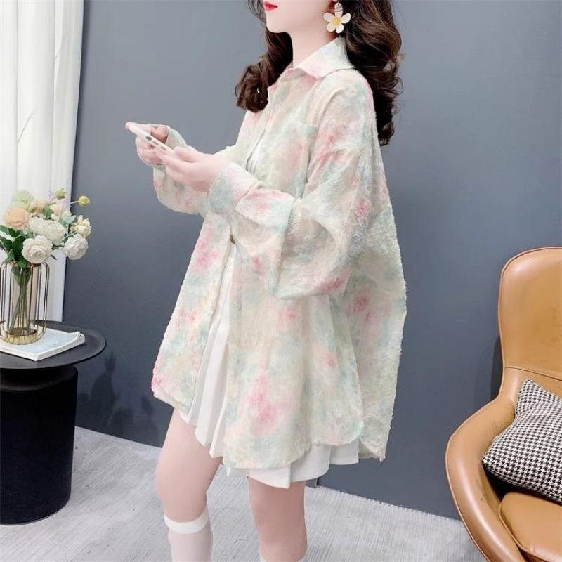 Korean Style Loose Gradient Thin Breathable Sun Protection Long Sleeve Shirt Outerwear