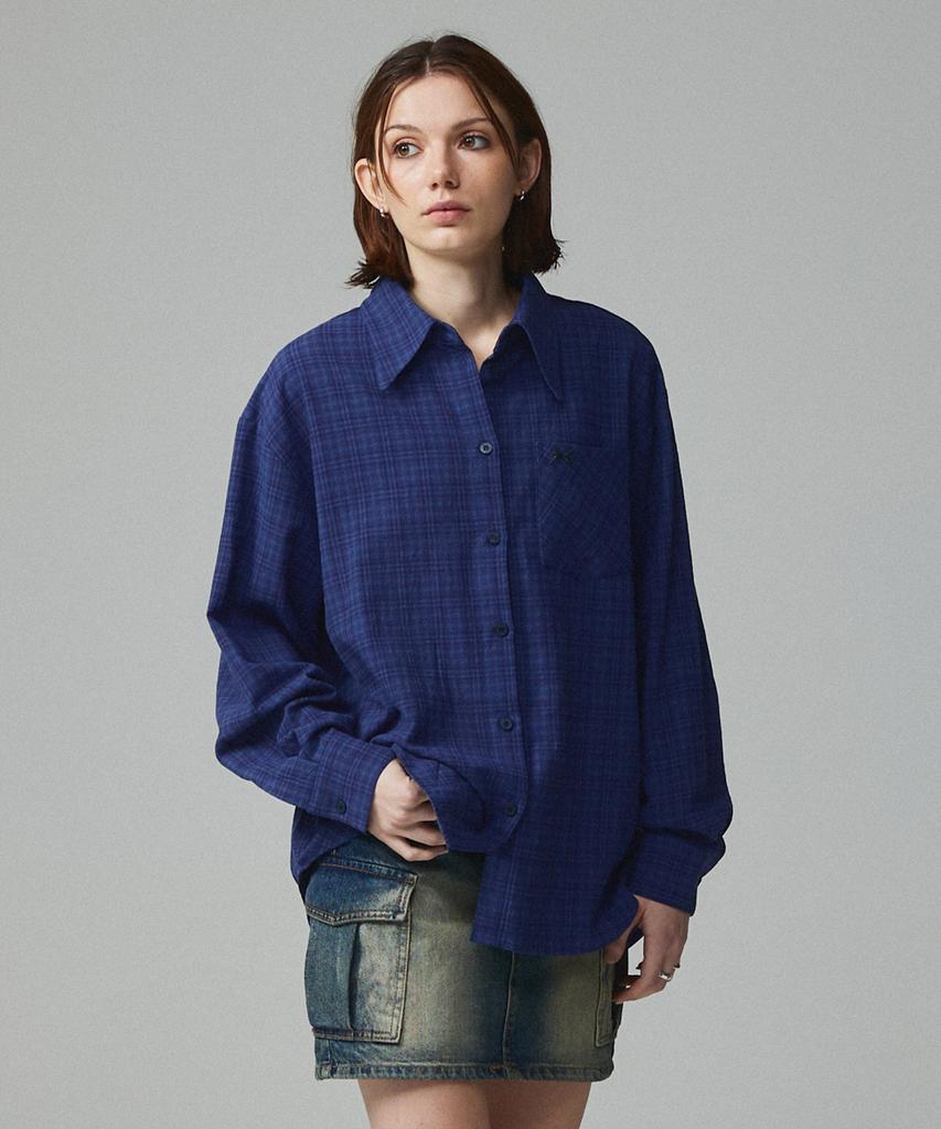 KITTY POTTERY Symbol Logo Check Pocket Shirt Brown