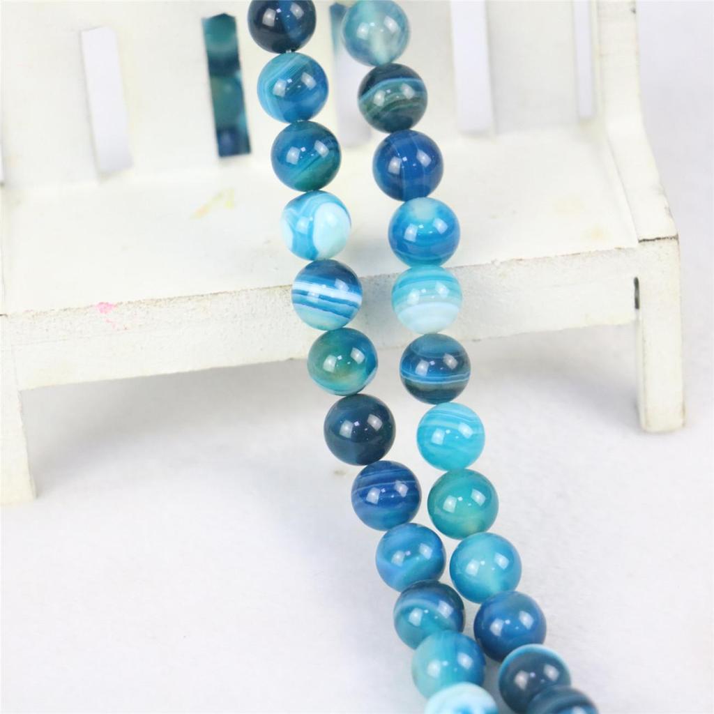 10mm Round Blue Agates Onyx Loose Beads Natural Stone Accessories Parts DIY Hand Made Women Girls for Jewelry Making Design