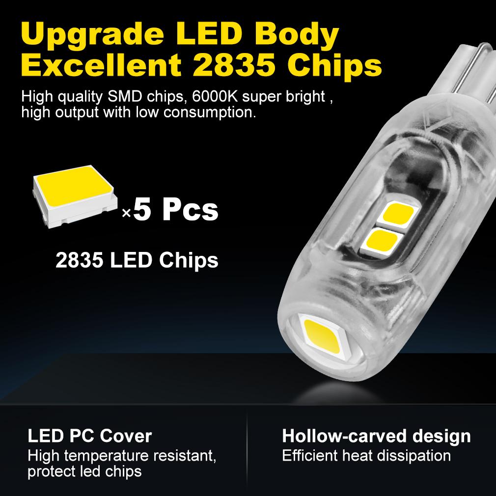 2 шт. T10 светодиодная лампа 168 194 W5W светодиодная Canbus 5SMD 2835 освещение салона автомобиля WY5W клиновая лампа для парковки номерного знака автомобили 12 В белый красный желтый синий