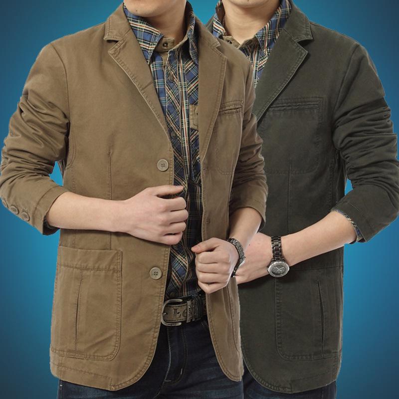 Spring and Autumn Men's Suit Cotton Casual Suit Large Size Small Blazer Tooling Jacket Thin