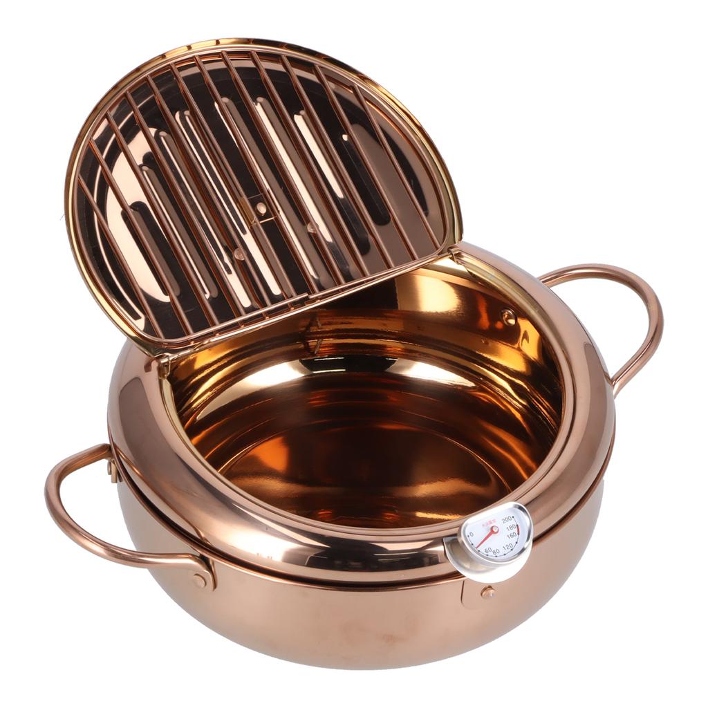 Фритюрница из нержавеющей стали с термометром 3,2 л, антипригарная глубокая кастрюля, кухонная утварь, аксессуар или