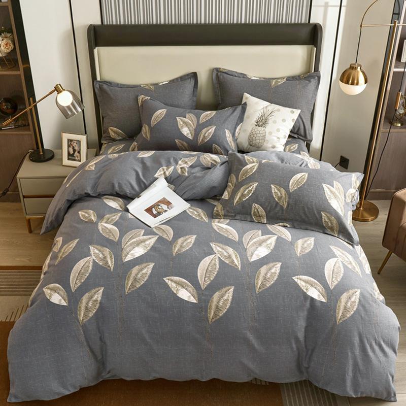 Комплект из четырех предметов из плотного хлопкового потертого материала, легкое роскошное теплое одеяло из чистого хлопкового набивного потертого материала, комплект из четырех предметов из простыни