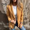 Women Suit Coat Lapel Long Sleeve Leopard Print Cuffs Suit Jacket Solid Color Loose Fit Open Front Casual Business Outwear