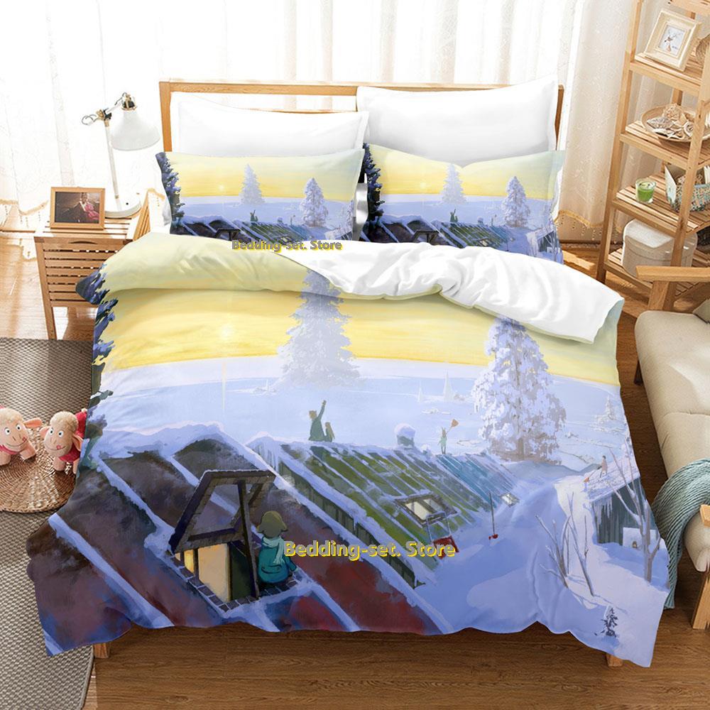 Комплект постельного белья Anime City Single Twin Full Queen King Size Bed Set Adult Kids Bedroom Duvetcover Sets 3D Print Anime Bed Sheet