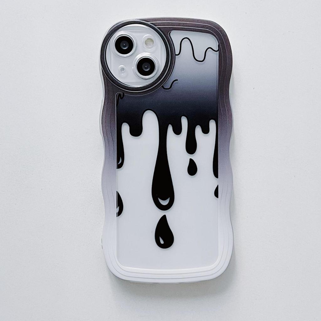 Transparent Wave Edge Painted Silicone Case for Samsung A54 A34 A24 Xiaomi Redmi Note 10 11 12 iPhone 15 14 13 11 Funda Water Droplets Cover Bumper