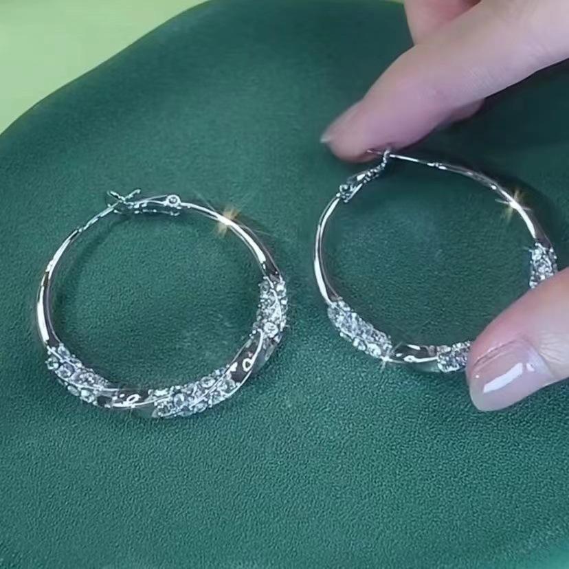 Роскошные серьги-кольца с бриллиантами, большой круглый дизайн с цирконием, элегантные шикарные серьги для женщин