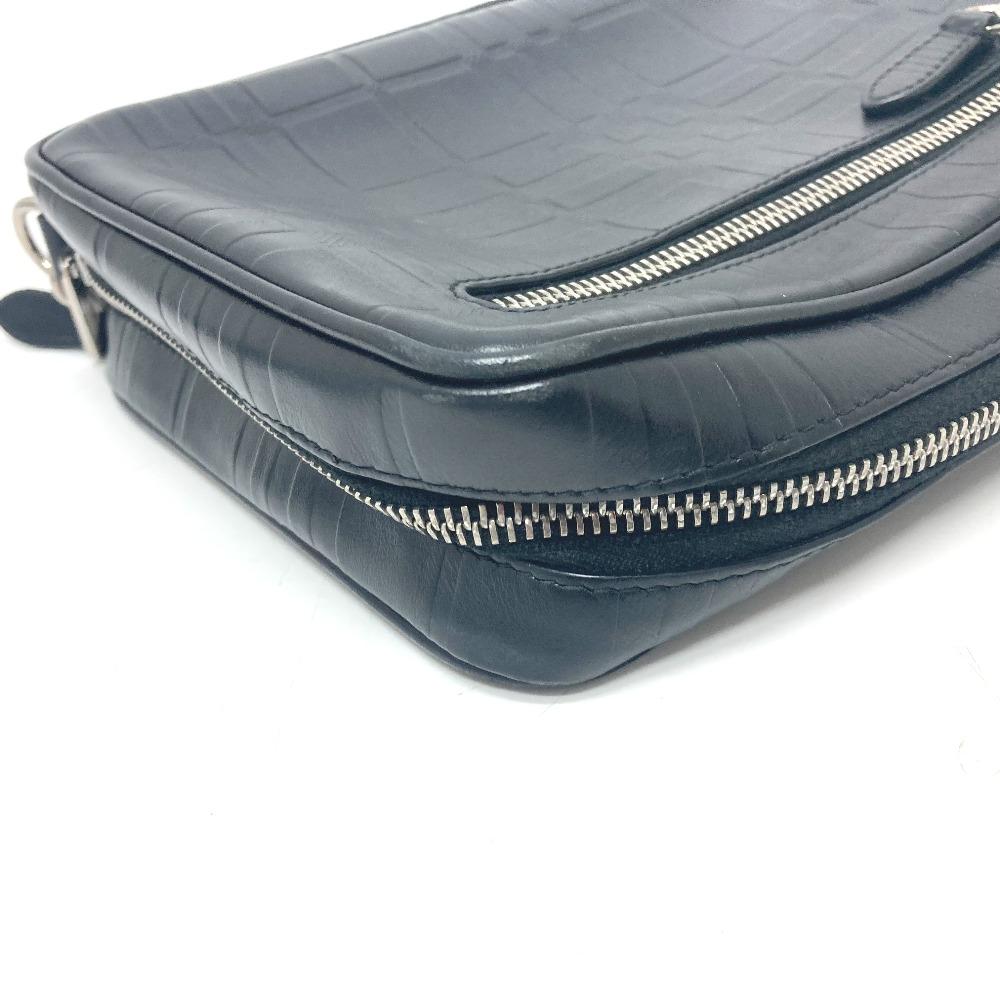 BURBERRY Check pattern Embossed Clutch Bag Pouch Black/SilverHardware