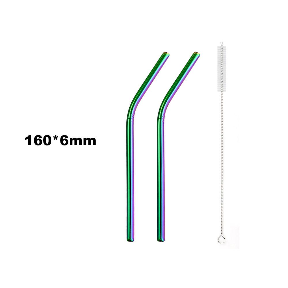 Reusable Drinking Metal Straw Stainless Steel Colorful Rainbow Straw 16/19/21/23/26cm Straws Diameter 6/8/12mm With 1 Brush