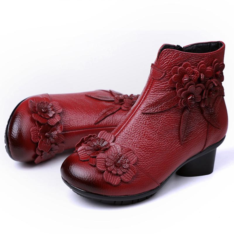 Женские ботинки из натуральной кожи в винтажном стиле