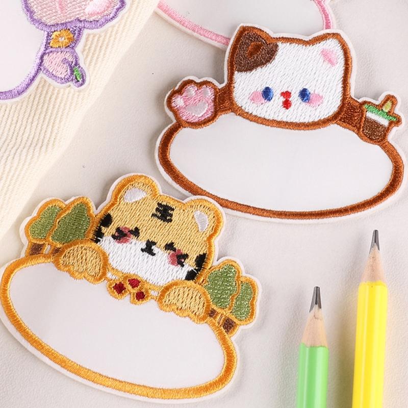 8 шт. Мультяшные животные Пустые нашивки с вышивкой для имени Ремонтные нашивки Термонаклейки Нашивки для пришивания Медведь для одежды обуви