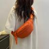 Korean Style Minimalist Nylon Shoulder Bag Sleek Orange Crossbody Bag with Adjustable Strap, Zipper Closure, and Polyester Lining for Casual Outing