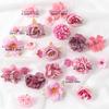 24Pcs 4.5cm Artificial Rose Mixed Silk Flower Head Bulk Craft Wreath Wedding Bridal Baby Shower Home Party Decor DIY Cake Decor