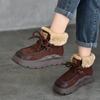 Thick Soled Cotton Shoes And Plush Women's Versatile Outdoor Snow Boots Lace Up Short Boots Warm Shoes