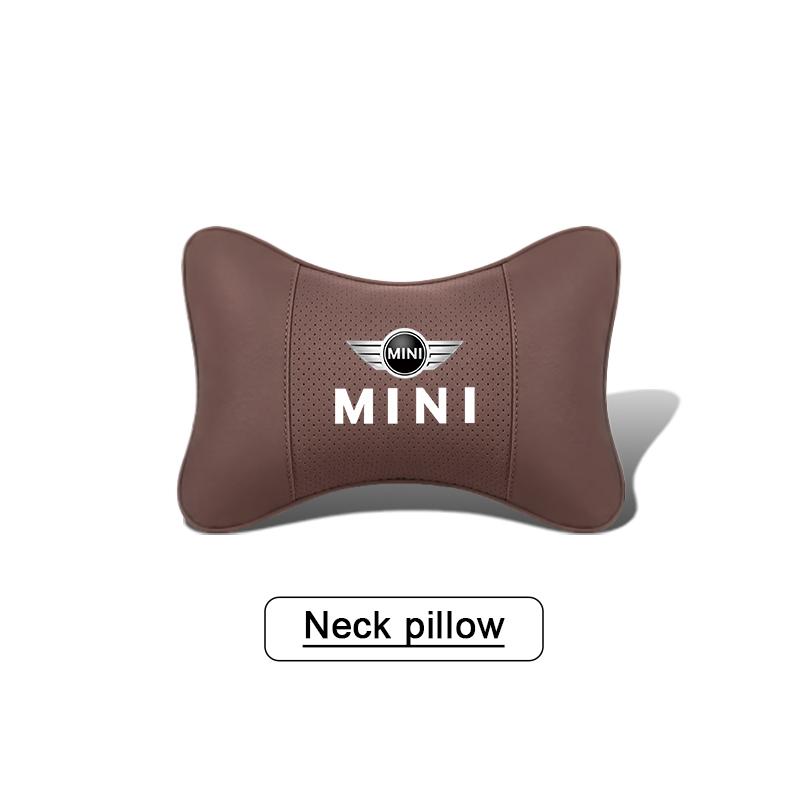 Car Neck Pillow Auto Emblem Headrest Accessories For MINI WORKS Cooper R56 F56 R50 JCW Cabrio Aceman Countryman Clubman Roadster