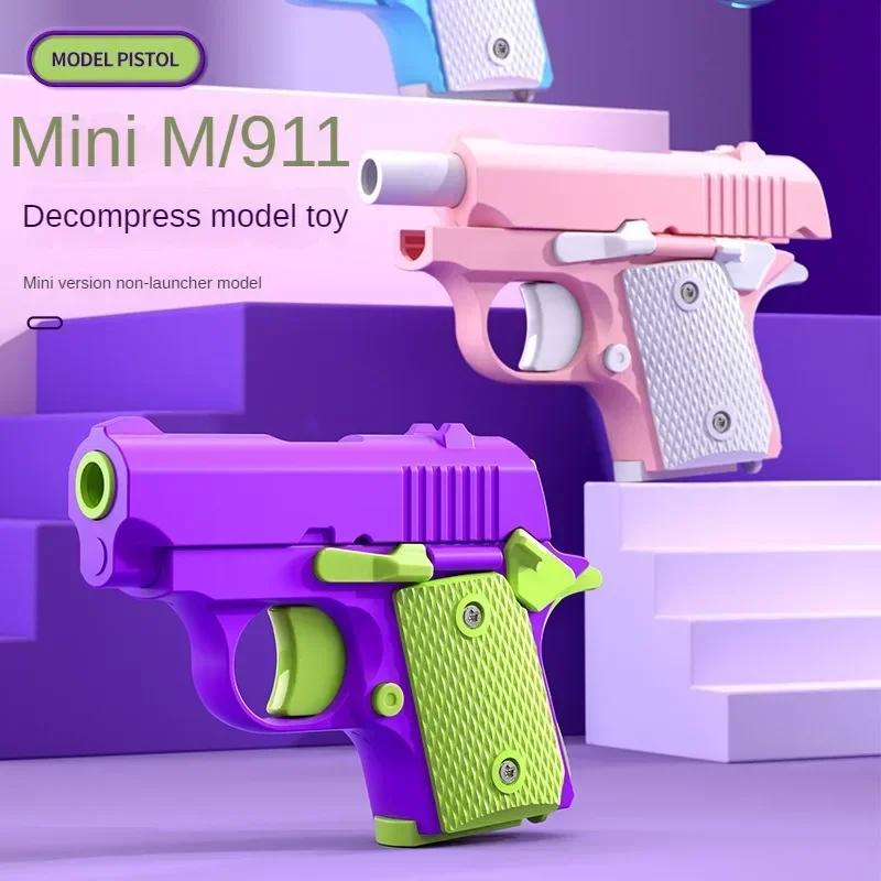 3D Printed Mini M1911 Model Toy Gun Decompression Gravity Carrot Gun Adult Fidget Toys Kid Stress Relief Toy Christmas Gift Toy
