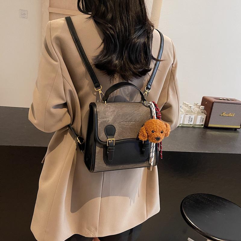Retro Fashion Matte Contrasting Backpack Women's 2025 New Trend Versatile Handbag Commuter Casual Women's Bag