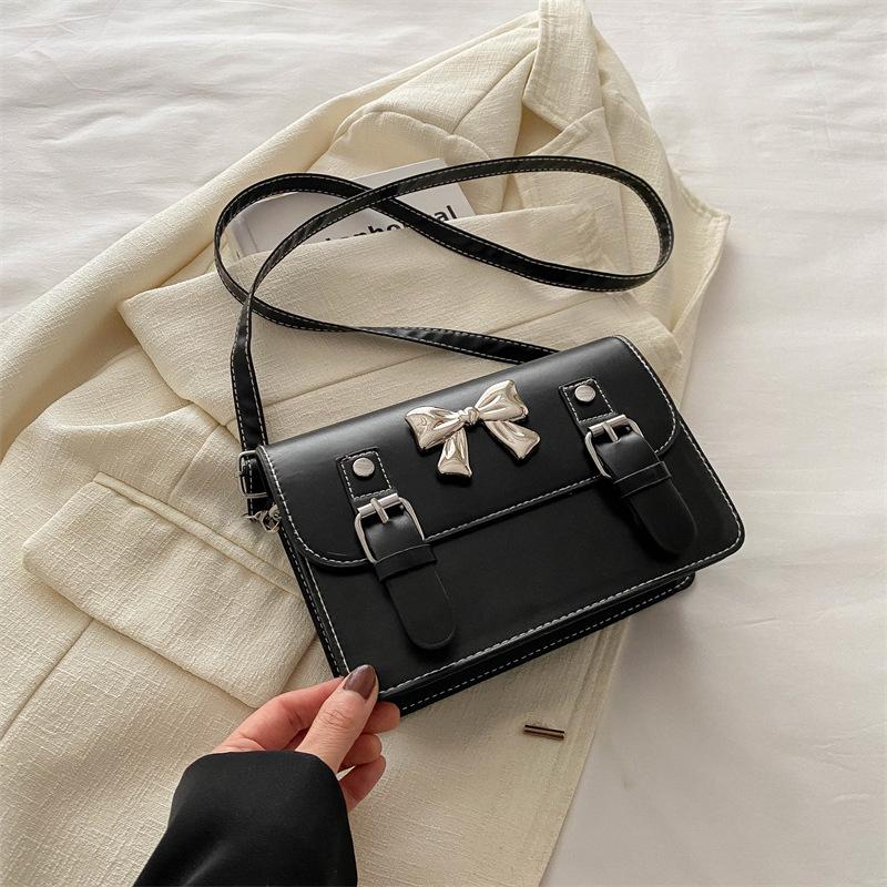 Модные квадратные маленькие сумки через плечо с бантом, декорированная наплечная сумка с клапаном для летних путешествий, ежедневного использования