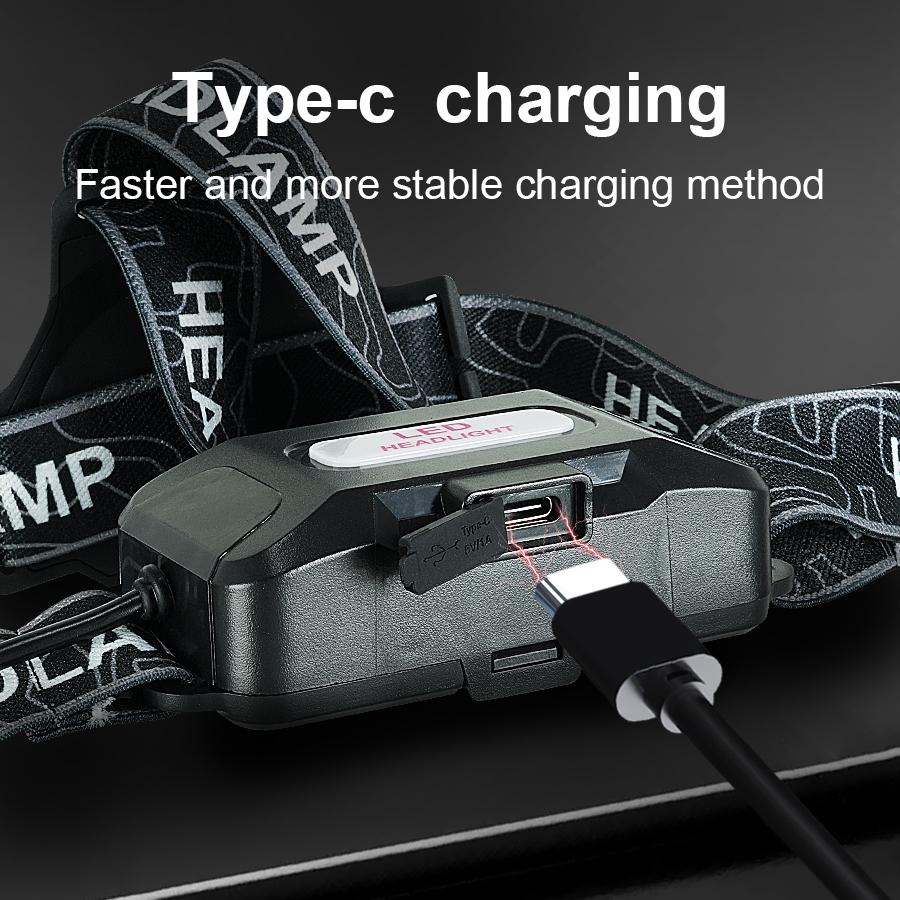 2025 светодиодный налобный фонарь белый + желтый свет 3 режима портативный налобный фонарь 18650 USB перезаряжаемый налобный фонарь для рыбалки и кемпинга