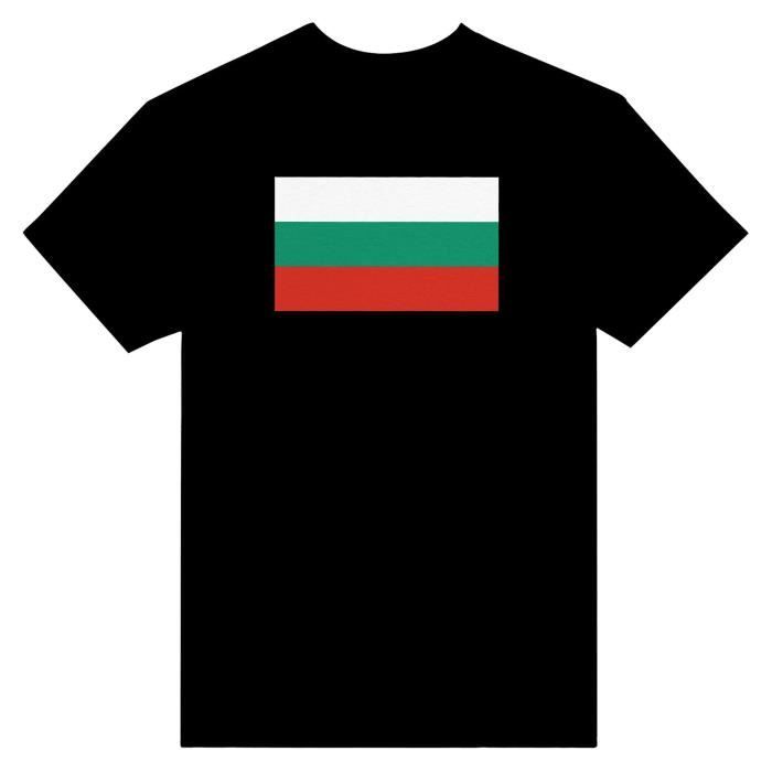 Футболка - PIXELFORMA - Drapeau de la Bulgarie - Noir - 100% хлопок - Manches Courtes