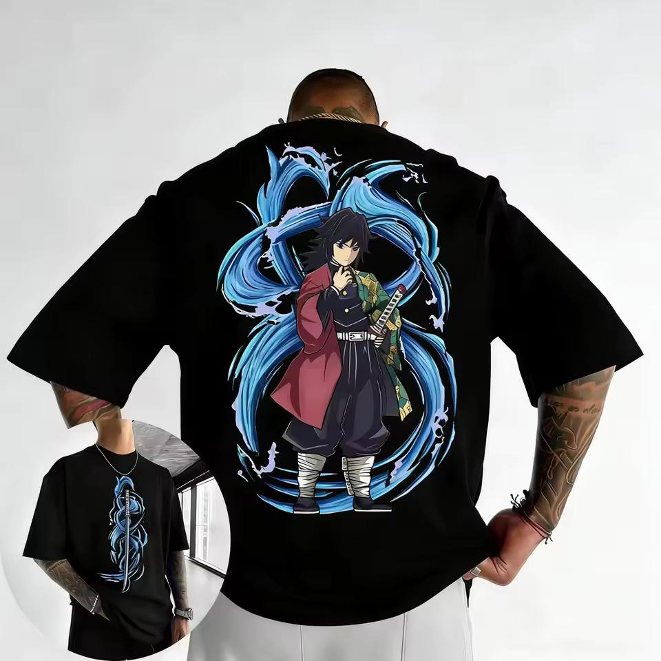 Demon Slayer Anime Tomioka Giyuu Printed T shirt Men's and Women's T shirt Men's Top Sports T shirt Men's T shirt Summer Tee New