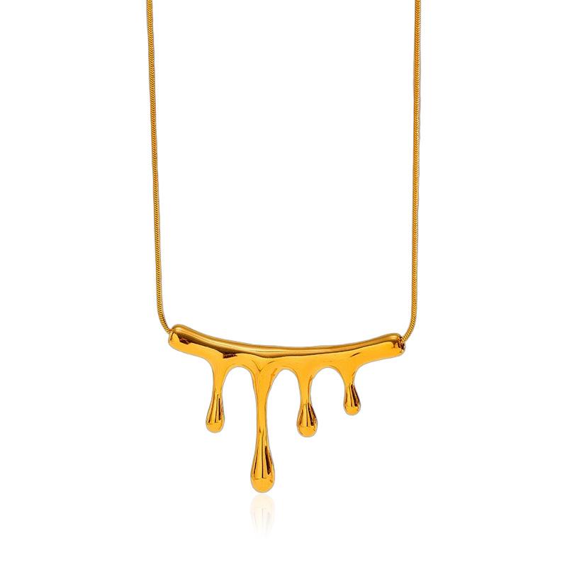 Liquid Water Drop Pendant Titanium Steel Necklace Minimalist Premium Stainless Steel Clavicle Chain Fashion Sweater Chain