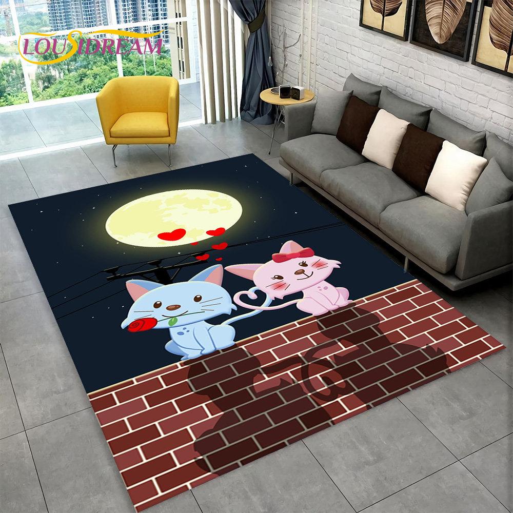3D милый ковер с рисунком кота, ковер для дома, гостиной, спальни, дивана, кухни, коврик для украшения, детский нескользящий напольный коврик