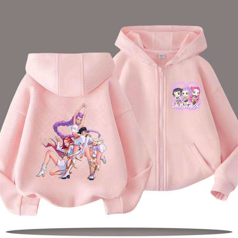 KPop Demon Hunters Zipper Hoodies for Boys and Girls, Children's Fashion Sweatshirts
