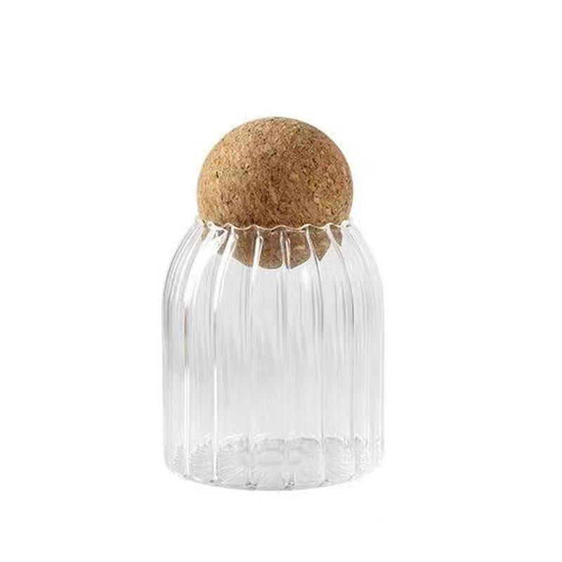 Cork Stopper Transparent Glass Sealed Jar High Borosilicate Glass Can Kitchen Food Tea Candy Coffee Beans Spices Storage Tank