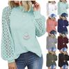 Women's Fashion Casual Blouse Soild Long Sleeve Lace Splicing Loose Top