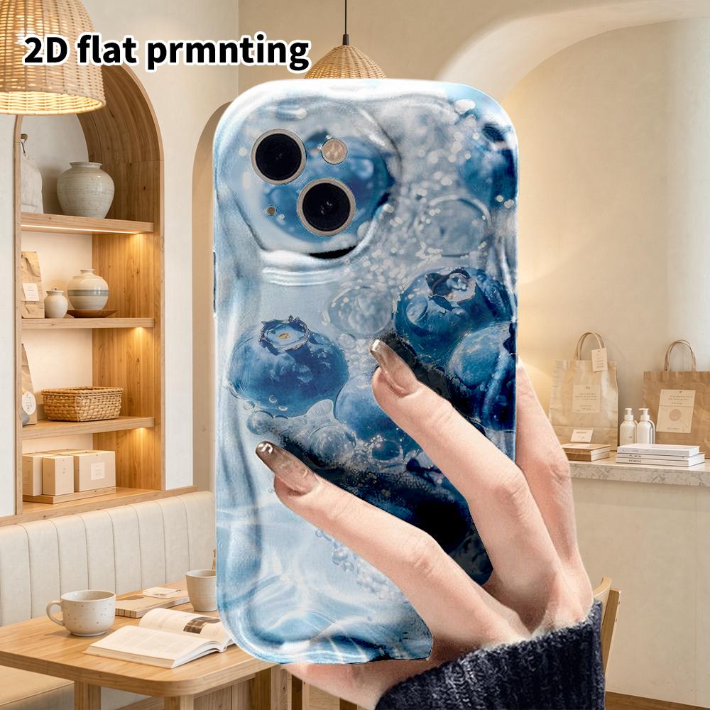 Phone Case: 2D flat design suitable for iPhone 18 17 16 15 14 13 Pro film protective case, couple style, blueberry soda, Christmas and Halloween gifts