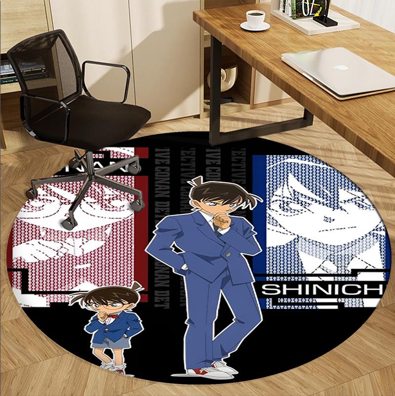 Detective Conan Pattern Round Rug, Indoor/Outdoor Mat, for Picnic, Gameroom, Bedroom, Office, Living Room, Home Decor Carpet, Birthday Gift