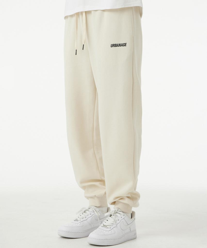 URBANAGE [Non-Fleece Or Fleece-Lined] Basic Jogger Training Pants_Cream