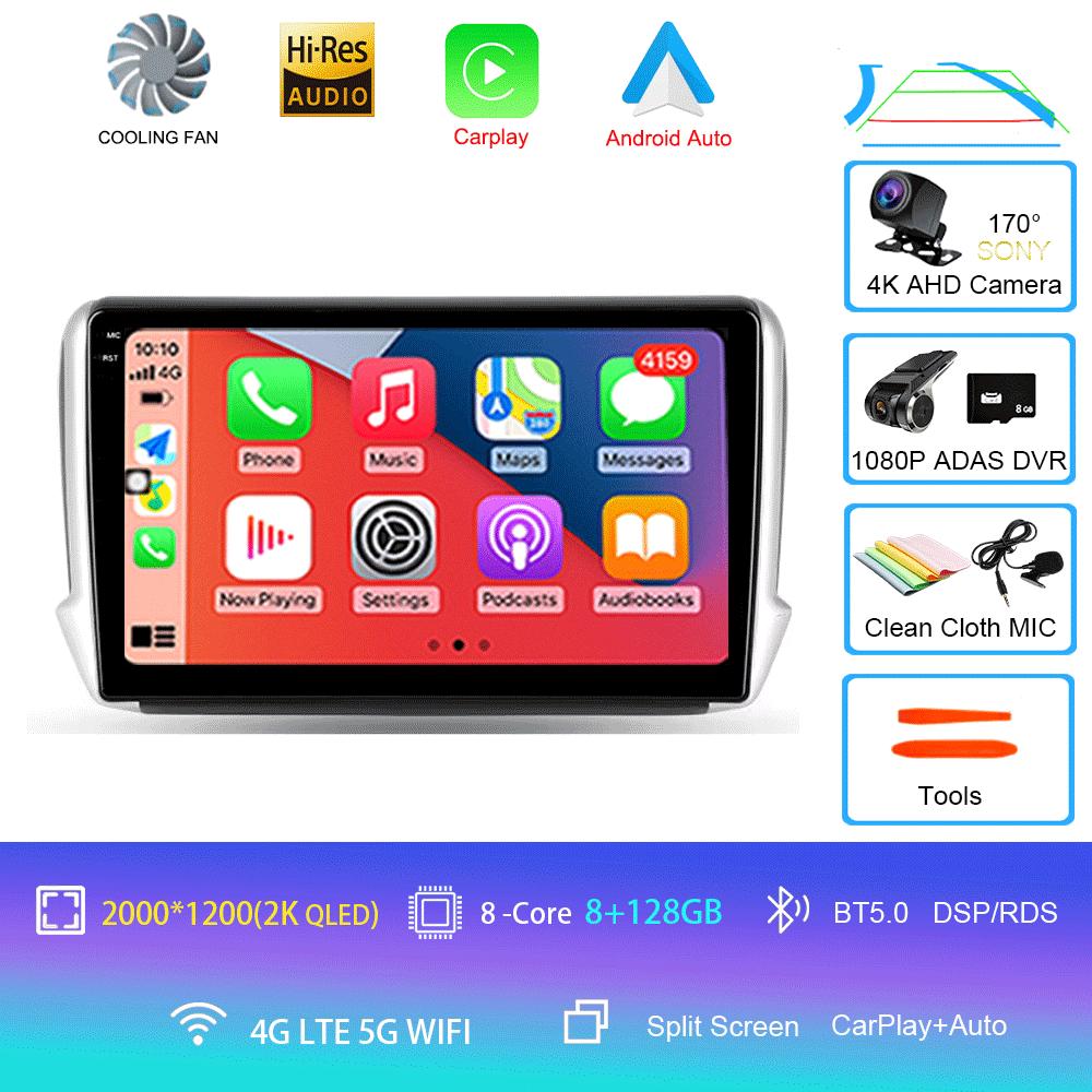 Car Radio Android 14 Carplay For Peugeot 2008 208 Multimedia System 2012 - 2018 Navigation GPS Multimedia Player WiFi+4G stereo