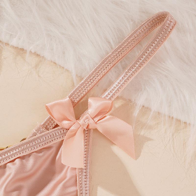 Hottie сексуальные стринги с цепочкой, бесшовные стринги с заниженной талией, милые трусики с бантом, женское хлопковое нижнее белье с промежностью