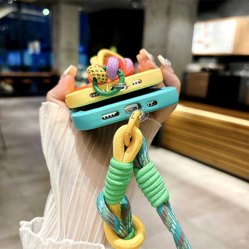Мультяшный Любовное Сердце Градиентный Чехол-Ремешок для For Iphone 16 1 14 17 Pro Max Air Plus 12 13 11 Xr Xs Ремешок на Руку/Запястье Волна Мягкий Чехол