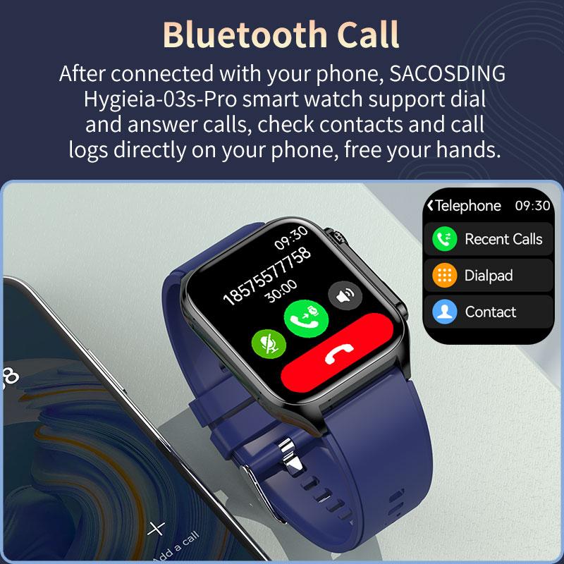 SACOSDING NFC+ЭКГ+PPG Смарт-часы Bluetooth Звонок Автоматический инфракрасный датчик кислорода в крови Частота сердечных сокращений Кровяное давление Мониторинг здоровья Водонепроницаемые часы