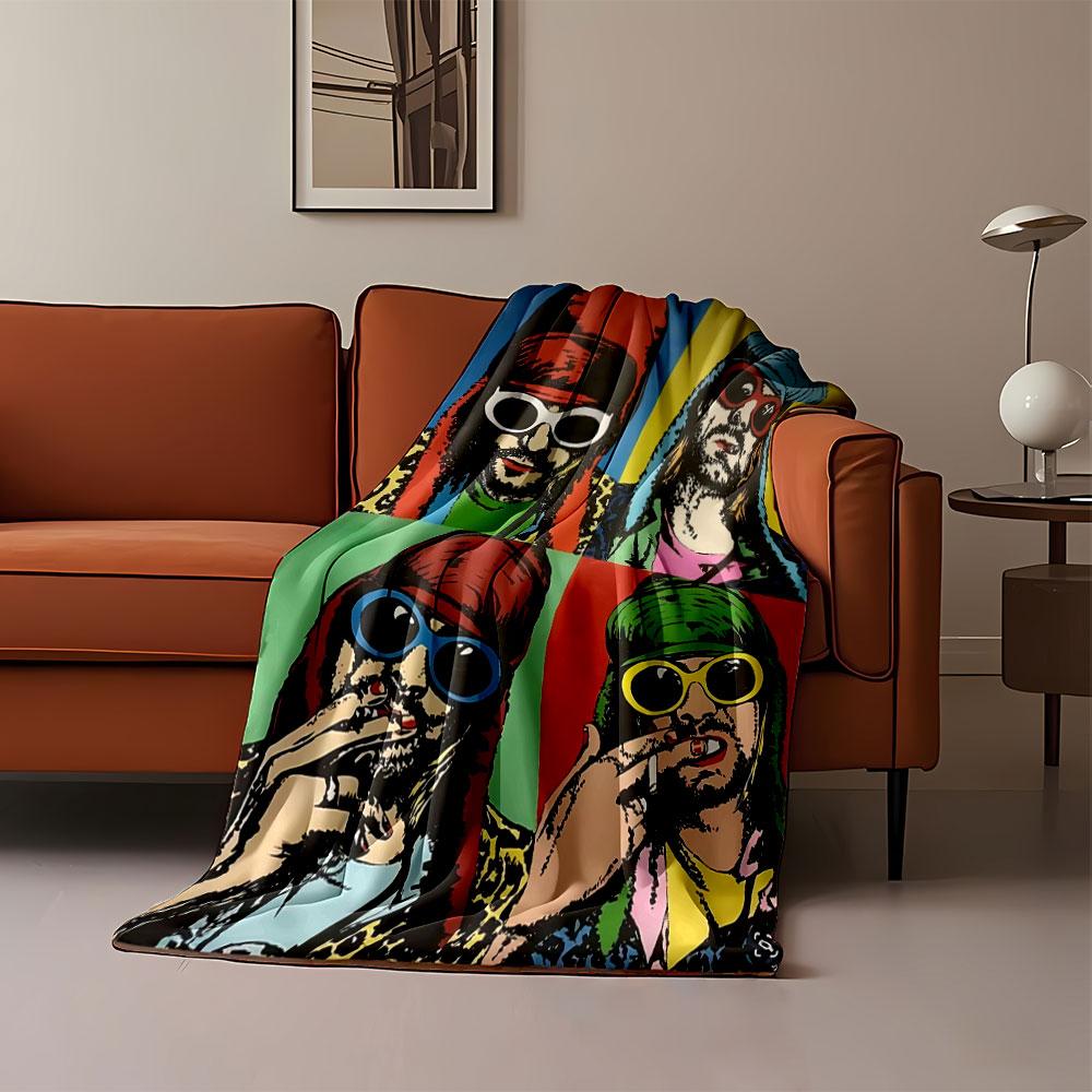Pop art-style repetition featuring a man in colorful glasses and hats. for all seasons blanket lunch break throw gift