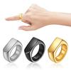 Retro Ring Pure Color Polished Titanium Steel Flat Surface Simple Style Luster Multi Sizes Anti-Rust Lightweight Finger Jewelry