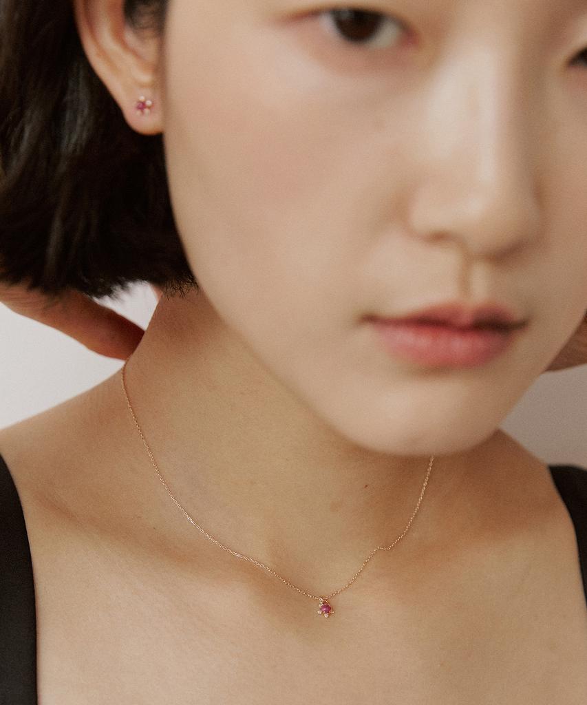 Ordor [14K] Diamond Ruby Necklace