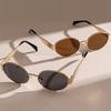 2 Pairs Fashionable And Trendy Eyewear Set Retro Oval Metal Frame Travel Glasses Suitable For Both Men And Women