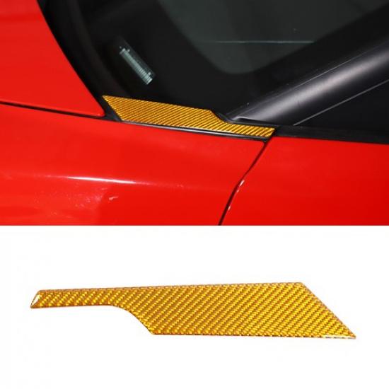 Soft Yellow Carbon Fiber Hood Triangular Sticker Trim For Corvette C6 2005-2013