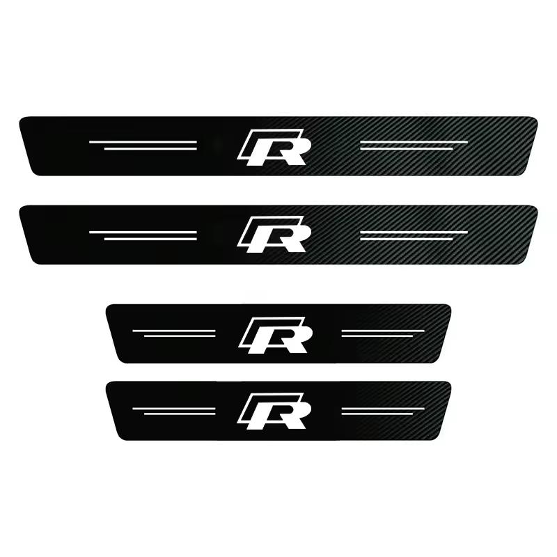1/4/5Pcs Car Door Sill Scuff Plate Decor Carbon Fiber Stickers For VW GTI Polo Golf MK6 MK7 Passat Tiguan Jetta Beetle Touran CC