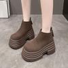 Fashion Versatile Foreign Style Outer Wear Short Boots Muffin Thick Sole Rear Zipper Women's Martin Boots 2025 Autumn and Winter New