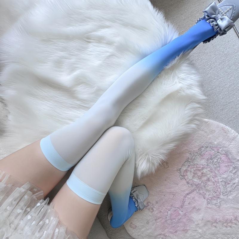 Матовые простые дизайны Ins Хипстерские Носки-чулки с окрашиванием тай-дай Двухцветные носки до колена Фиолетовый Розовый Серый